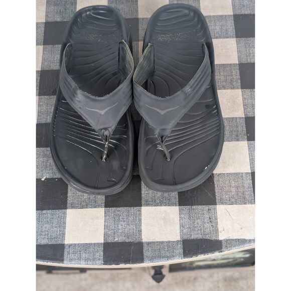 Hoka One One ORA Recovery Flip Flops Black Men's Size 10 - Picture 2 of 15